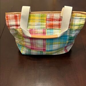 Bath & Body Works Red and Pink Canvas Tote Vibrant Design